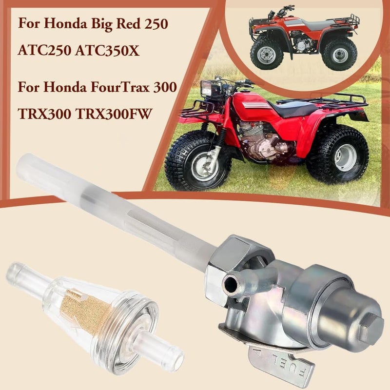 Earlyred Petcock Fuel Vavle for Honda Fourtrax TRX 300 250 200 TRX300 TRX250 TRX200/ Big Red ATC250 ATC250R ATC 250 R ES ATC250ES ATC250SX ATV Accessories Parts 1985-1987 Gas Tank Switch Shutoff Valve - Image 2